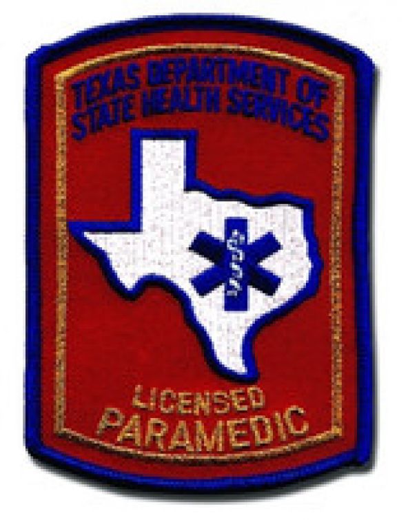 TEXAS LICENSED PARAMEDIC STAR OF LIFE CENTER SHOULDER PATCH - SEW ON.